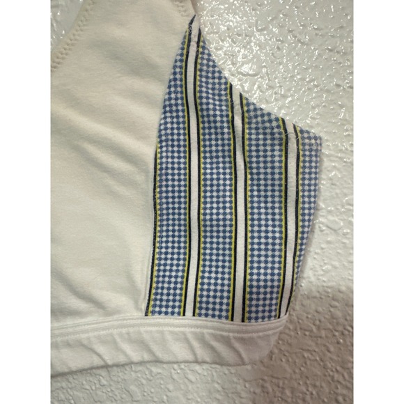 VTG Jordache Women's White Crop Top Blue Gingham Trimmed Accents Casual - Picture 3 of 6